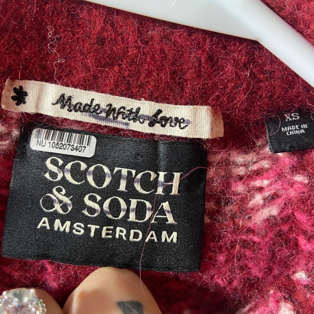 Scotch & Soda Fair Isle Alpaca Wool Sweater Red XS floral fisherman cottagecore - Picture 3 of 7